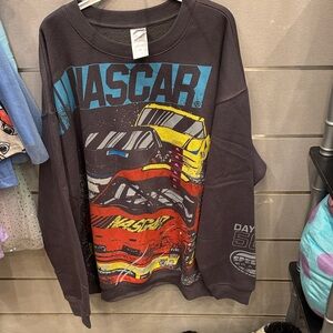 Nascar Racing Car Graphic Sweatshirt with Red, Yellow, and Blue